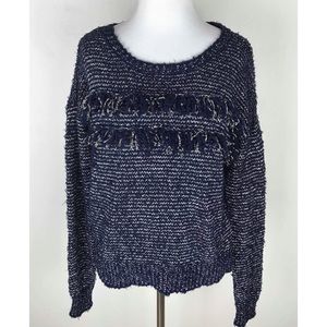 Eighteen68 Navy Fringe Sweater